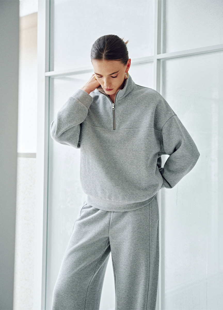 休閒立領混棉長袖上衣